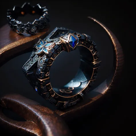 exquisitely encrusted ((ring)), elegant decoration, design ((rings)) inspired by the volcano and flames, obsidian, elegant desig...