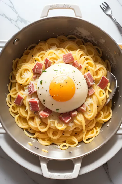 Sure, heres a summary of how to cook pasta carbonara:

Ingredients: Pasta, bacon or pancetta, egg yolks, parmesan cheese, garlic, salt, pepper, fresh herbs.

Instructions:

Cook the pasta until al dente, then drain and let it cool.
Fry the bacon or pancett...