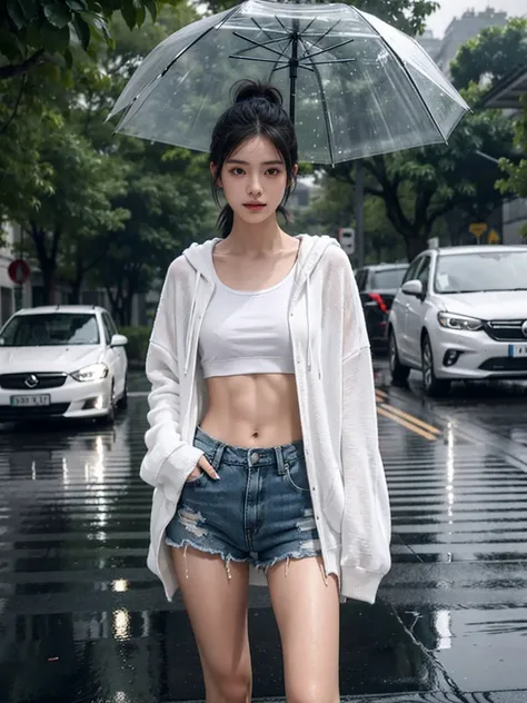 ((smallunderboob,Tomboyish,small heads)), (Well-defined abs: 1.1), (perfect bodies: 1.1), (short-length straighthair: 1.2), Black hair, upper body photos, attractive collarbone，nabel，（极其细致的CG 8k壁纸），（Extremely refined and beautiful），（tmasterpiece），（best qua...