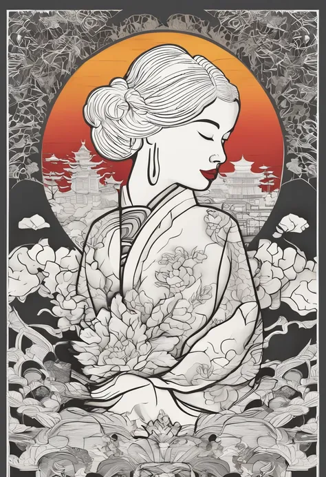 (White background:1.4),(Silhouette of a girls head, Eyes closed,Short white hair, Oriental elements)，(Chinese illustration:1.3，paper art:1.3, Quilted paper art:1.2),( reasonable design, Clear lines, High sharpness,Best quality, Very detailed, Masterpiece, ...