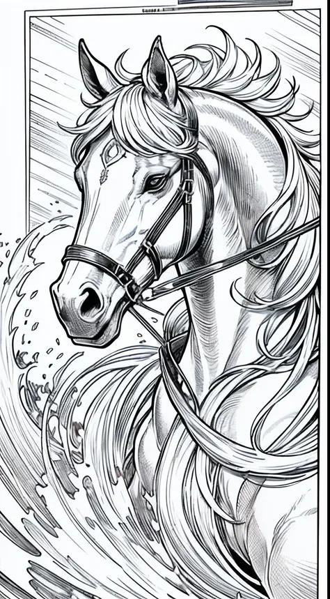 Moroccan sultan on top of his great Legendary horse in moroccan environnement hyper realistic super detailed Dynamic Line art comics