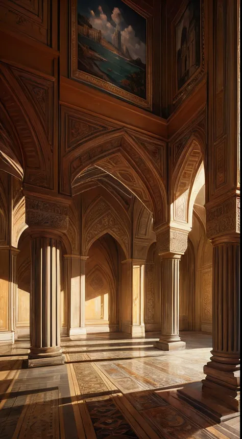 Moroccan castle interior luxury architecture environnement medieval hyper realistic super detailed détails