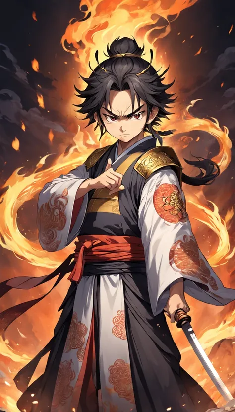 I dont want to draw the king of Ming, King of Buddhism in the Ming Dynasty, Like the old samurai。Wear flames and flames that mainly cover parts of the human body。I had a sword in my hand。