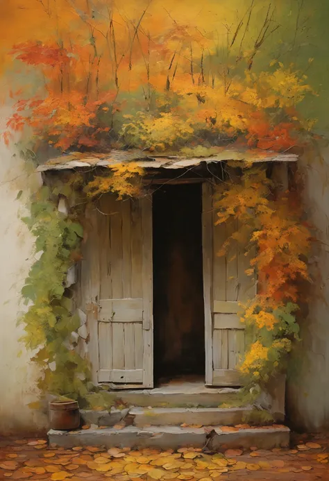 The hut of the day Pale yellow leaves drifting Walls crawling with vines Doors and windows closed,Quietly, the eaves droop down the swing, the wind chimes clang, and the door opens,A faint smell of grass rushes towards you, stepping on the fallen leaves,St...