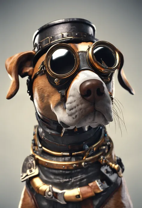 steampunk dog, octane render, hyper realistic, –AR 2:3 –q 2