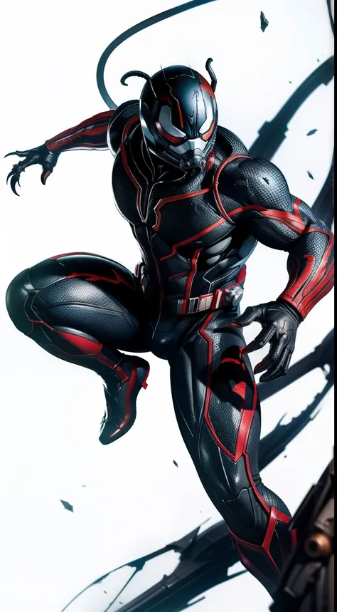 Ant-Man (venom) от Marvel Comics, fantasy setting, Dynamic poses, whitebackground, Character concept, character art, Character portrait, tmasterpiece, beste-Qualit, best resolution, 8K