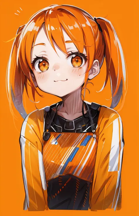 cute girl, twintails, sparks, orange hair, brown eyes,