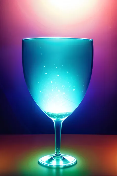 "Fantasy forest in a wine glass，neonlight，Realistic light and shadow effects"