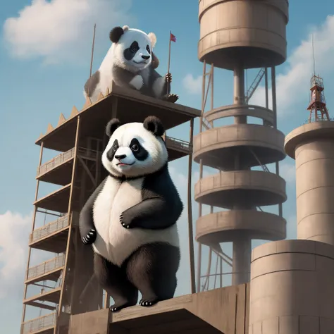 The panda marches all the way in the timing tower