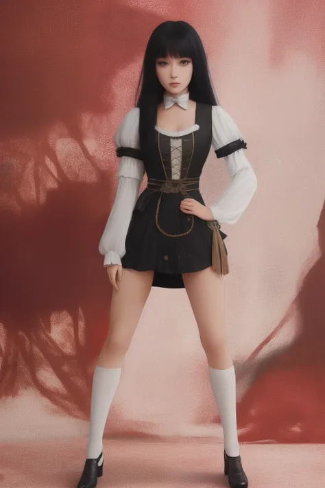 Long hair and waist，whaite hair，Long legs，Red eyes，period costume