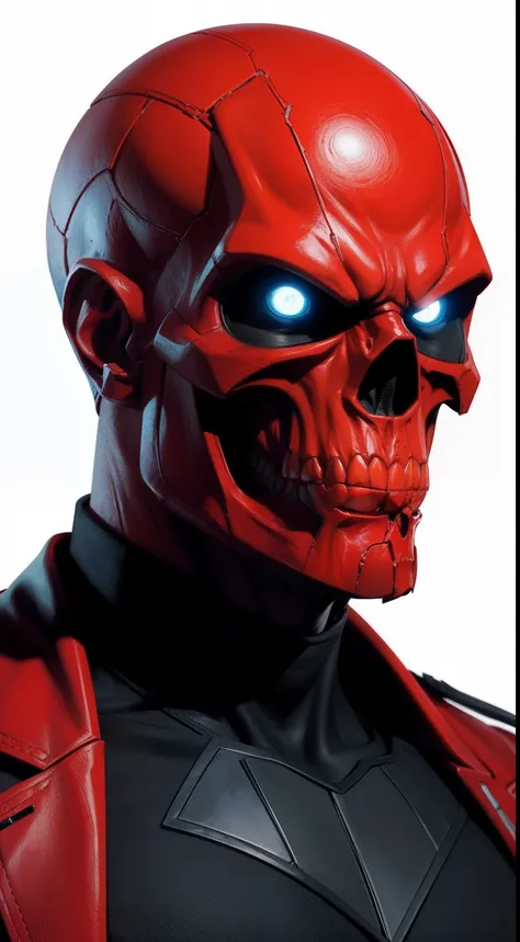 Red Skull от Marvel Comics, fantasy setting, Dynamic poses, whitebackground, Character concept, character art, Character portrait, tmasterpiece, beste-Qualit, best resolution, 8K