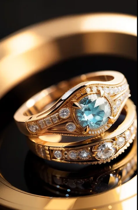 (Huge Rings in the air)，gyuru，Wedding rings，diamond，Couple rings，Close-up of the ring，Three-dimensional feeling，Ring designed by yin and yang fish，The best work