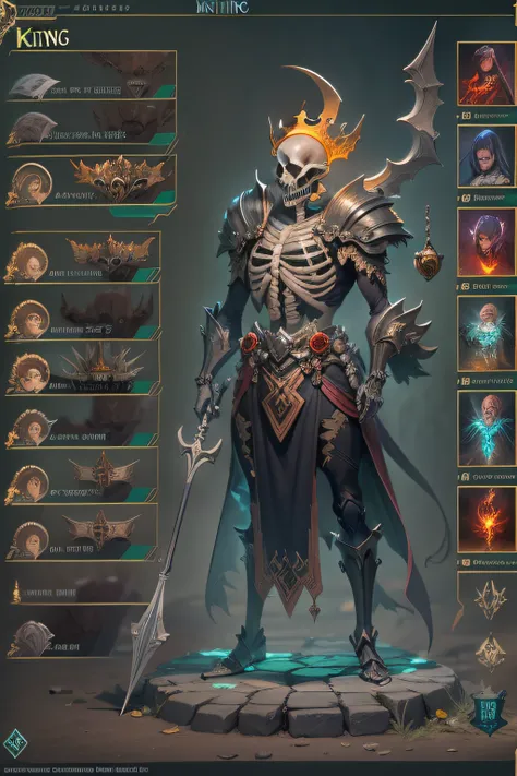 skeleton king, items and skill images on slides