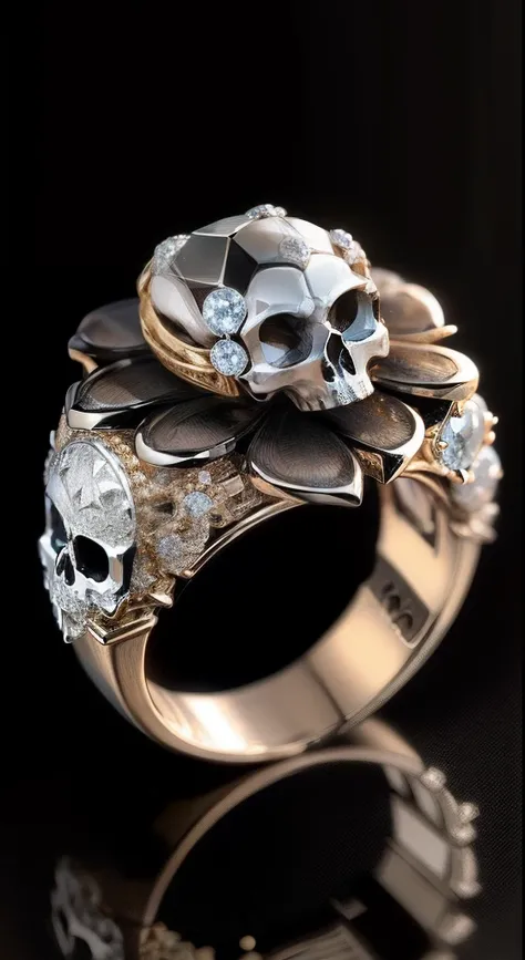 ((((ring))))，diamond，Fine lines，(((Skull ring)))，Close-up Shot Shot，gyuru，Beautiful ring，Petal design，Top designer work，Place in the box