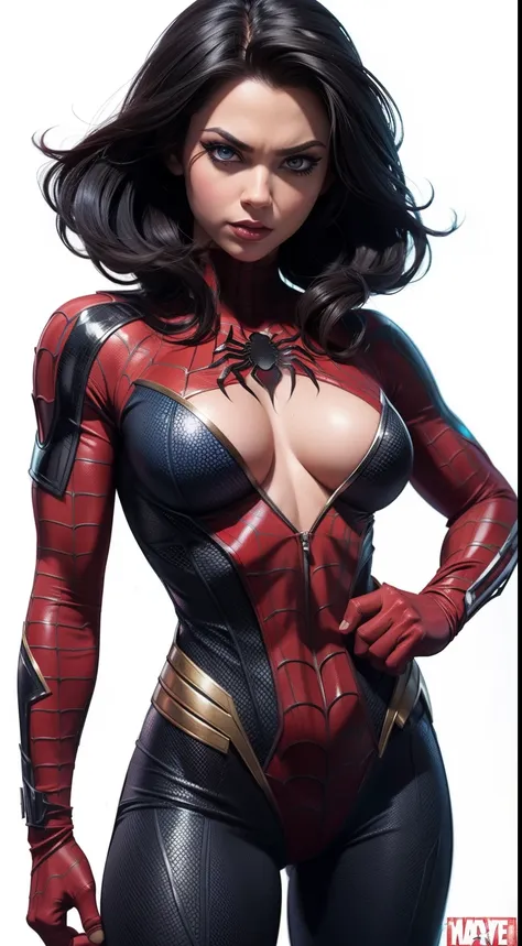 NSFW Spider-Woman from Marvel Comics, fantasy setting, Dynamic poses, whitebackground, Character concept, character art, Character portrait, tmasterpiece, beste-Qualit, best resolution, 8K