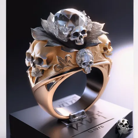 ((((ring))))，diamond，Fine lines，(((Skull ring)))，Close-up Shot Shot，gyuru，Beautiful ring，Petal design，Top designer work，Place in the box