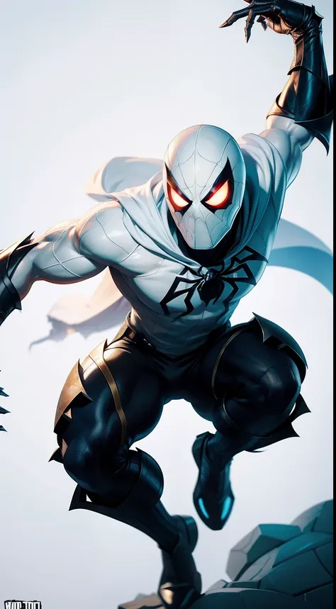 Ghost-Spider от Marvel Comics, fantasy setting, Dynamic poses, whitebackground, Character concept, character art, Character portrait, tmasterpiece, beste-Qualit, best resolution, 8K