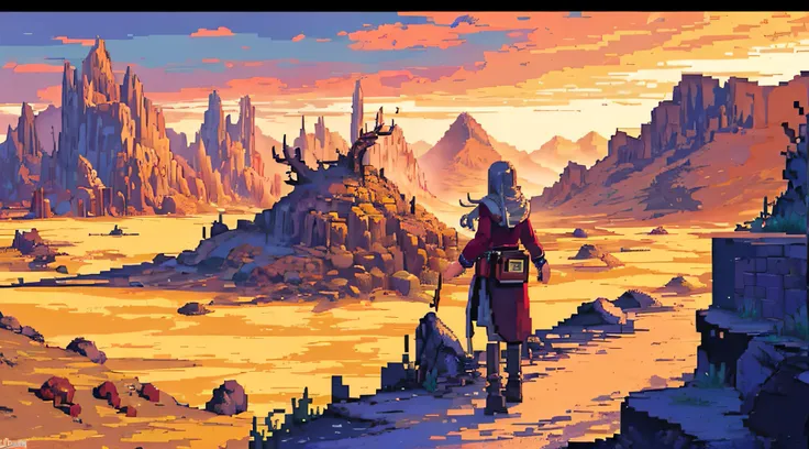 （tmasterpiece），（best qualtiy），
 pixelart，westward，wasteland，faraway view，elk