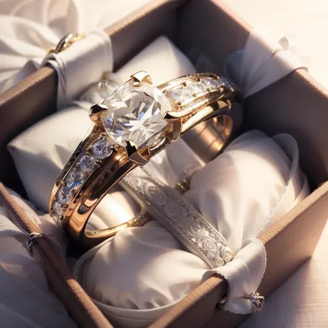 (((Wedding rings)))，Place in a box，Beautiful ring，Particularly creative