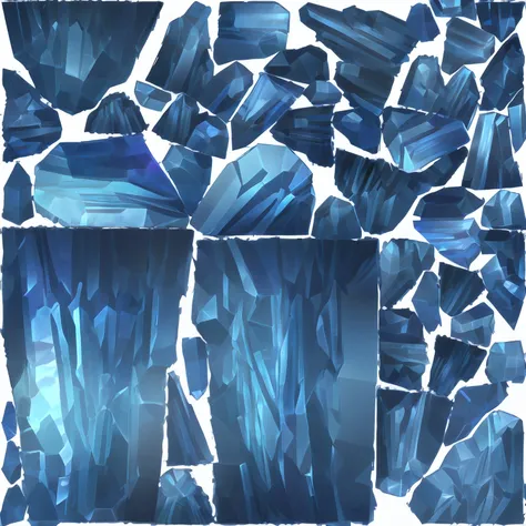 pillars of ice background,  Sapphire Crystal Eternal Crystal, ice shards, crystalline rock, glowing crystal cave，Strong reflections，Greater transparency，Good texture，UI painting method，Detail chunks