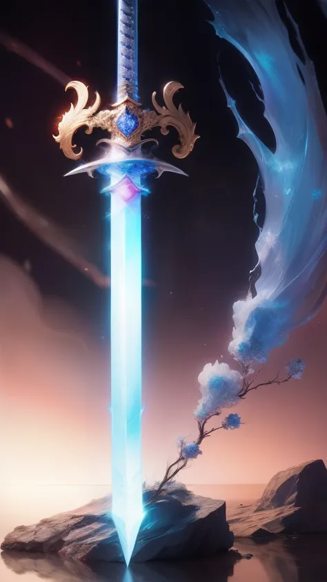 (((Sword)))，(((Huge sword))),jade sword，Diamond setting