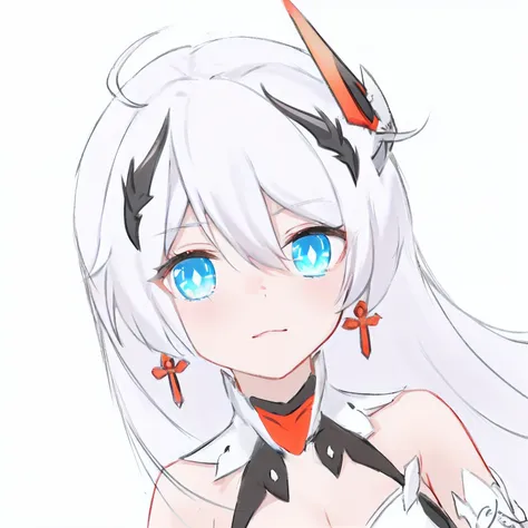 Anime girl with blue eyes and white hair, white-haired god, white haired Cangcang, White-haired, Ayaka Genshin impact, Perfect white haired girl, attractive matoi ryuko, ryuko matoi, zerochan art, White-haired fox, onmyoji portrait, Loli, roguish smirk, An...