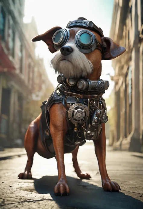 steampunk dog, octan render, hyper realistic, –AR 2:3 –q 2