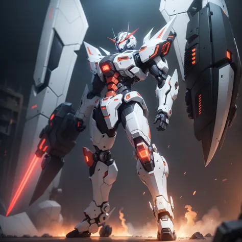 Create an anime-style mecha illustration. The mecha should have a modern and futuristic appearance. It can be of medium size, featuring a combination of robust parts and sleek details. Give the mecha a powerful and technological aura.

Choose a color palet...