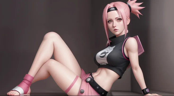 Sakura Haruno, naruto, estilo cartoon, esbelta, hermosa, poca ropa, ropa interior visible, cuerpo completo, 8k hdr, png