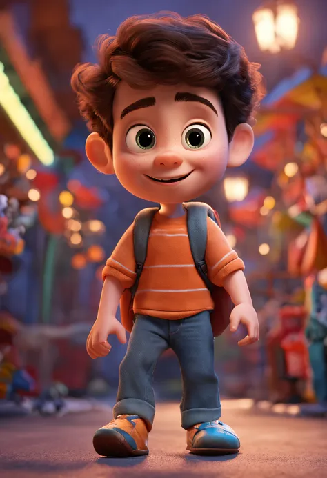 (Pixar 1.23 style) 1 boy ((upper body front, bust shot)), solo, cute kid, brunette, pretty tracksuit, boy, korean child, playground, ((masterpiece, highest quality)), (composite lighting)