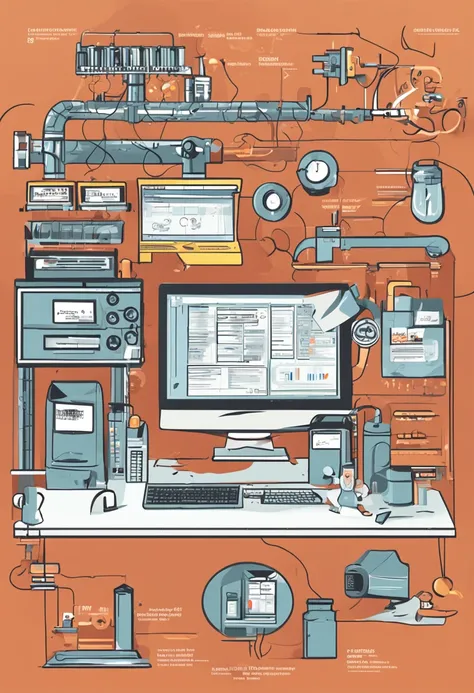 illustration representing the evolution and advancement of Quality Assurance over time, starting from early industrial inspections and progressing to modern holistic QA programs. Show an inspector in early 1900s factory contrasted with a present-day QA ana...