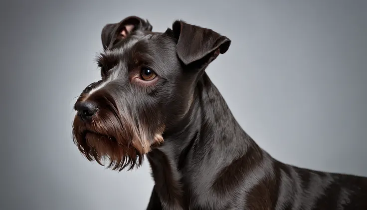 Cesky Terrier, single-bodied, profile, side, Black