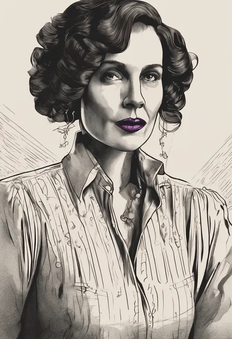 Retrato arafed de uma mulher com um cabelo escuro e uma camisa roxa, fundo escuro, retrato colorido, Olga Buzova, Retrato estilizado H 640, Retrato estilizado H 1280, art deco portrait, retrato de alta qualidade, arte digital de um elegante, Directed by: L...