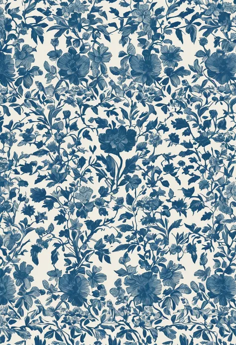 a closeup of a blue and white floral pattern on a wall, papel de parede florido, William Morris printing style, papel de parede floral, wallpaper pattern, textile print, papel de parede nas paredes, floral pattern, textura do papel 1 9 5 6, flores pequenas...