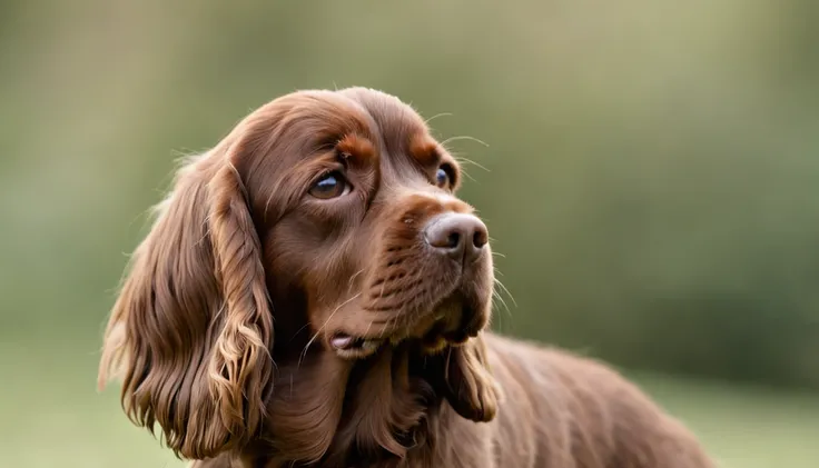 Sussex Spaniel, single body, Perfil, lado, preto