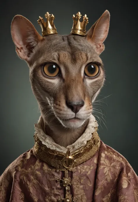 Gato de araffe vestindo uma coroa e um manto de rei, gato com roupas nobres, Retrato real, retrato de um velho rei medieval, retrato do velho rei medieval, retrato de um rei, gato elegante, Velho Rei Medieval, anthropomorphic cat, anthropomorphic cat, raw ...