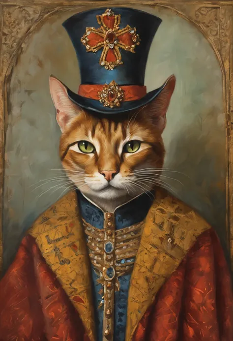 Gato de araffe vestindo uma coroa e um manto de rei, gato com roupas nobres, Retrato real, retrato de um velho rei medieval, retrato do velho rei medieval, retrato de um rei, gato elegante, Velho Rei Medieval, anthropomorphic cat, anthropomorphic cat, raw ...