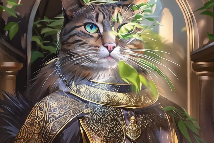 ato de araffe vestindo uma coroa e um manto de rei, gato com roupas nobres, Retrato real, retrato de um velho rei medieval, retrato do velho rei medieval, retrato de um rei, gato elegante, Velho Rei Medieval, anthropomorphic cat, anthropomorphic cat, raw s...