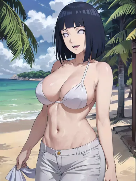 (WALLPAPER,  (hinata(boruto), masterpiece, 4k, vector coloring, whole body shot, contrast lighting, mature female, (curvy:0.8), solo, anime style, sharp focus, professional artwork, intricate details, detailed beach background, colorful, vibrant colors, vi...