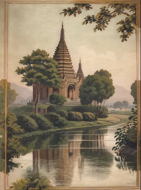 (masterpiece,best quality),vintage,
park,moutain,water,tree, Bagan, Myanmar, Pagodas