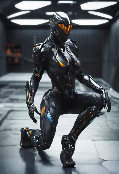 Futuristic black scorpion suit, woman, futuristic thing on it, full body and face, trending on artstation, highly detailed, by WLOP, sharp focus, studio photo, intricate details, beautiful lighting