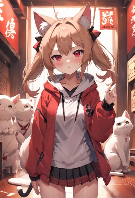 Girl with mouse ears in tatami room，Anime girl with a red coat, Cat-eared girl around，anime style 4 k, kawacy, Anime girl with cat ears, anime catgirl, Anime art wallpaper 8k, beautiful anime catgirl, cute anime catgirl, badass anime 8 K, anime art wallpap...