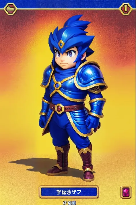 pixel game《dragon quest》，Game character design，（cavalier：1.4），Heavy armor，16-bit pixels