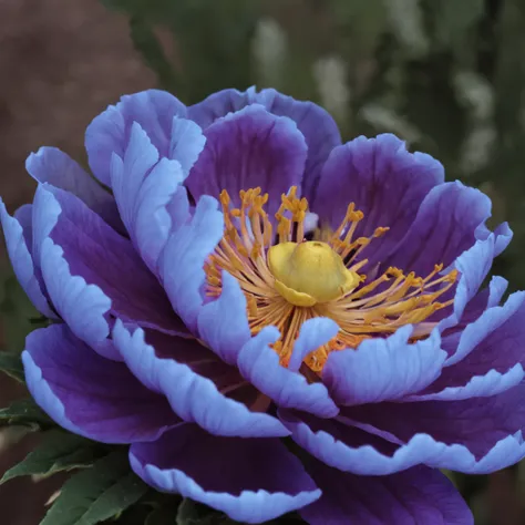 flor roxa com luz azul no meio dela, magic flowers, magical colorful flowers, flor delicada brilhante, roxo brilhante, peony flower, flor bonita, flores brilhantes, alien flower, explosion of flowers, Aura roxa, The Platonic ideal of flowers, glowing neon ...