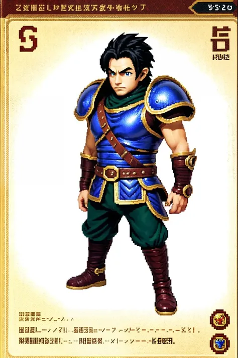 pixel game《dragon quest》，Game character design，（cavalier：1.4），Heavy armor，16-bit pixels