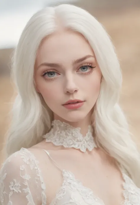 realistic, photo, albino, pale skin, white hair, skinny 18 year old girl in white bodysuit, medium breasts, tiktok, beautiful, instagram, peter lindbergh