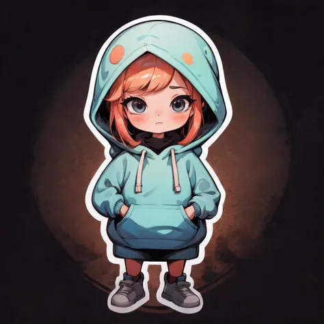 1girl wear hoodie, simple background,