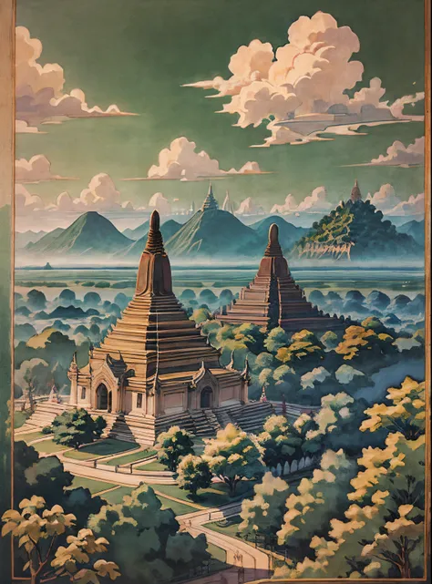 (masterpiece,best quality),vintage, beautiful
park,moutain,water,tree, bagan, myanmar, pagodas