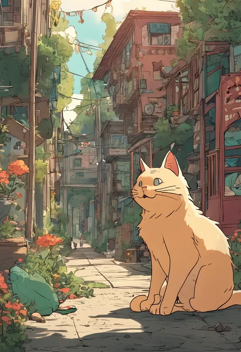 super gato, studio_ghibli_anime_style style, 2d