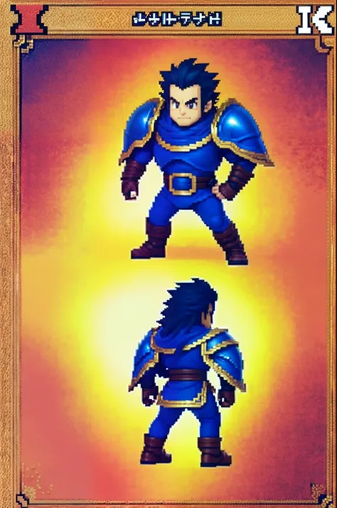 pixel game《dragon quest》，Game character design，（cavalier：1.4），Heavy armor，16-bit pixels